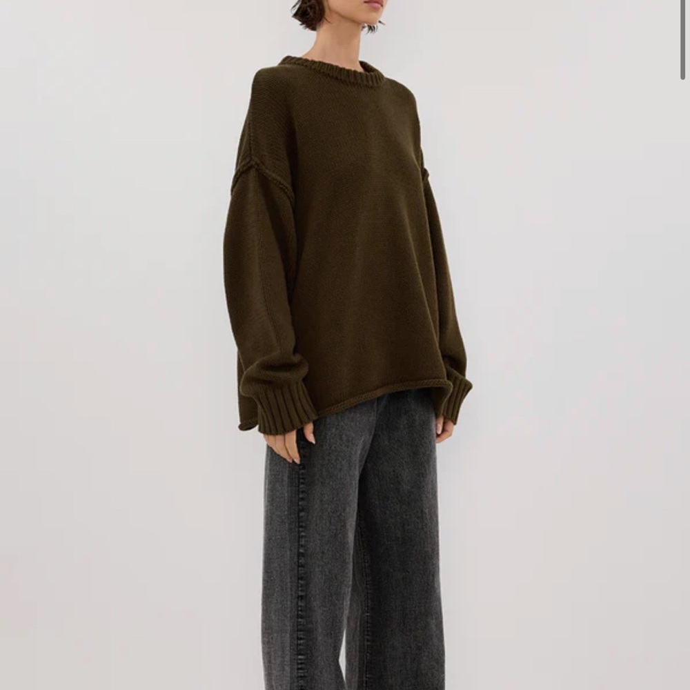 DISSH ROY OLIVE OVERSIZED LONGLINE KNIT JUMPER